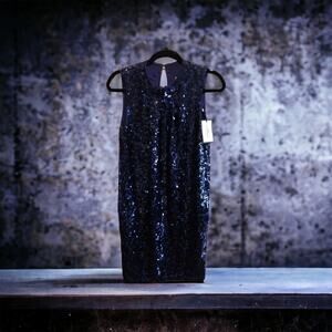 By Malene Birger Sleeveless Sequin Midnight Blue Mini Bodycon Cocktail Dress XXS